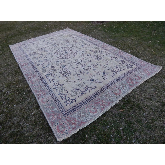 Hand knotted wool Turkish Sparta rug with beautiful floral design.Hand woven with high quality pure woo. Excellent...