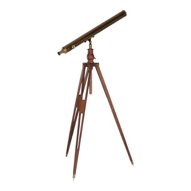 Antique French A. Bardou Brass Telescope With Mahogany Tripod C1880 For Sale