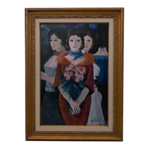 Charles Levier (1920-2003) "Les Parisiennes" Oil Painting on Canvas