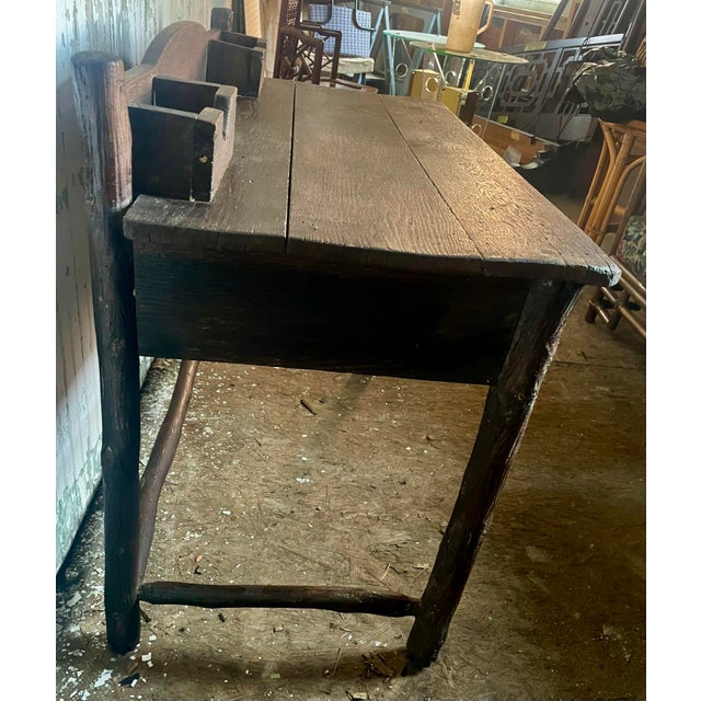Early 20th Century Early 20th Century Adirondack Branch Handmade Writing Desk Letter Holders Cabin Primitive Country For Sale - Image 5 of 11