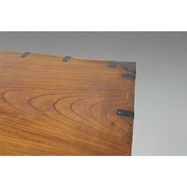 Gorgeous Antique Japanese Flip Down Chest With Unique Wrought Iron Hardware and Interior Drawers For Sale - Image 10 of 11