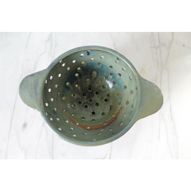 Vintage Glazed Studio Art Pottery Berry Strainer W/ Saucer For Sale In Milwaukee - Image 6 of 10