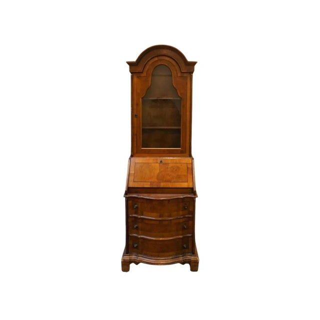 Wood 19th C. Biedermeier Style Mixed Fruitwood Two-Part Secretary Bookcase Cabinet For Sale - Image 7 of 10