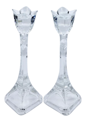Vintage Dutch Tulip Crystal Candlesticks- a Pair