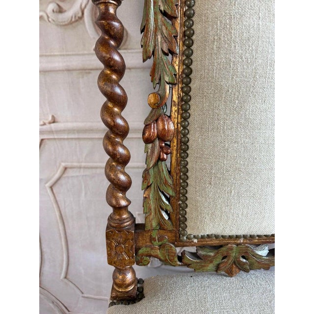 Linen Set of 10 Chairs Italian Renaissance Revival Polychrome Giltwood Dining Chairs For Sale - Image 8 of 18