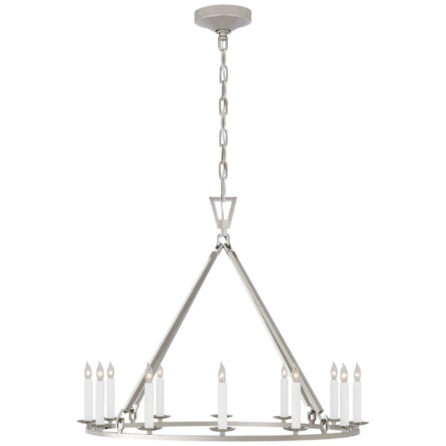Darlana Medium Single Ring Chandelier in Polished Nickel Designer: Chapman & Myers Canopy: 6" Round Mounting: Chain Shade...