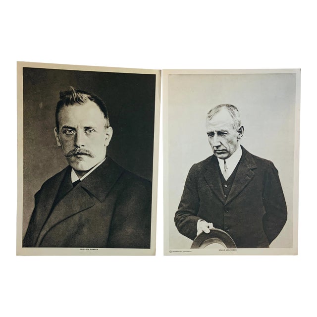 1913 Portraits of Explorers Amundsen and Nansen Photogravure Prints - a Pair For Sale