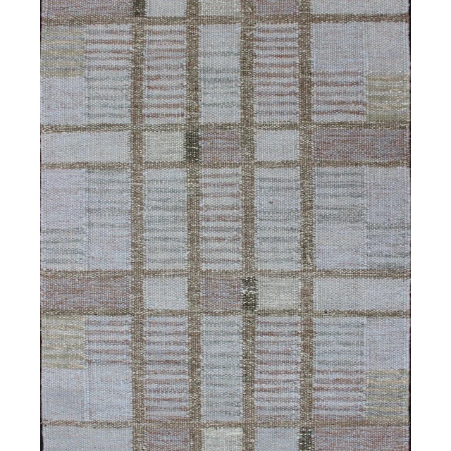 Mid-Century Modern Gray Geometric Stripe Block Rug by Keivan Woven Arts, 3'0 X 5'0 For Sale - Image 3 of 10