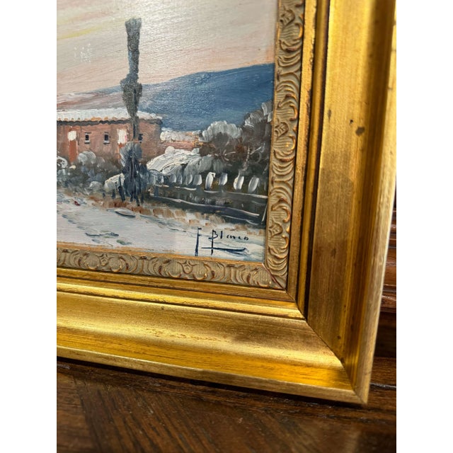 Gold Pair of Early 20th Century French Village Landscape Paintings Signed F. Blanco For Sale - Image 8 of 11