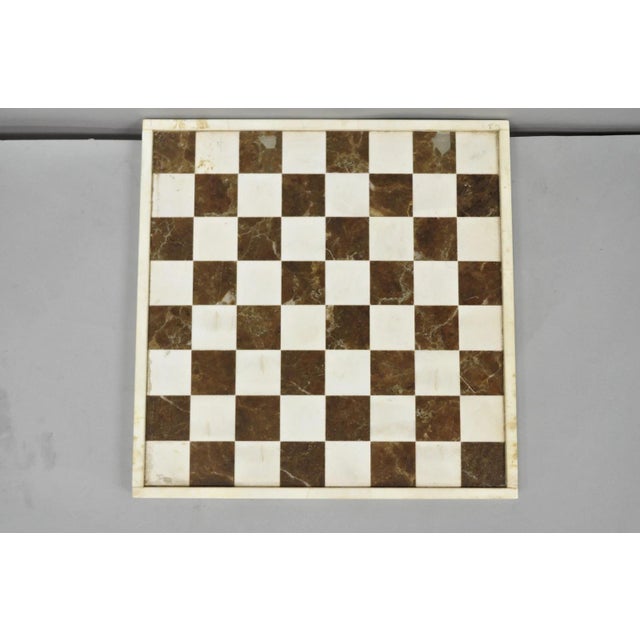 Vintage Mid Century Modern Mosaic Brown Marble Stone Chess Game Checkerboard For Sale - Image 10 of 13
