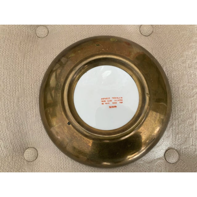 Yellow 1970s Japanese Porcelain Dish/ Catchall With Brass Trim For Sale - Image 8 of 10