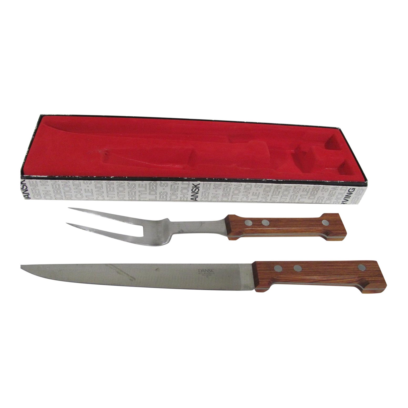 Mid 20th Century Dansk International Carving Set Knife and Fork in Box