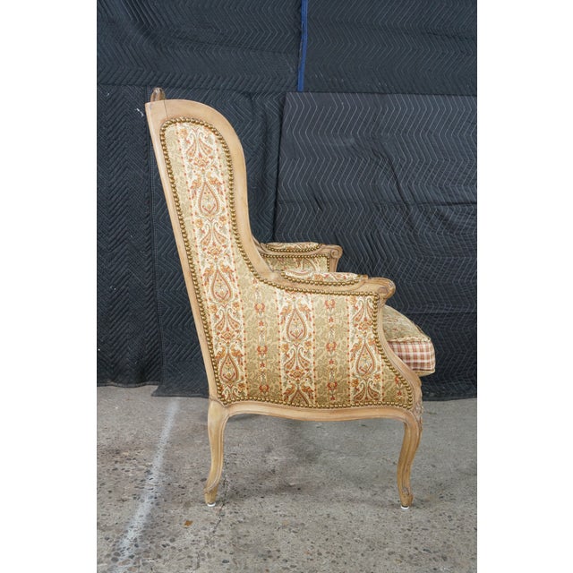 Vintage French Louis XVI Style Walnut Bergère Wingback Library Reading Chair For Sale - Image 15 of 18