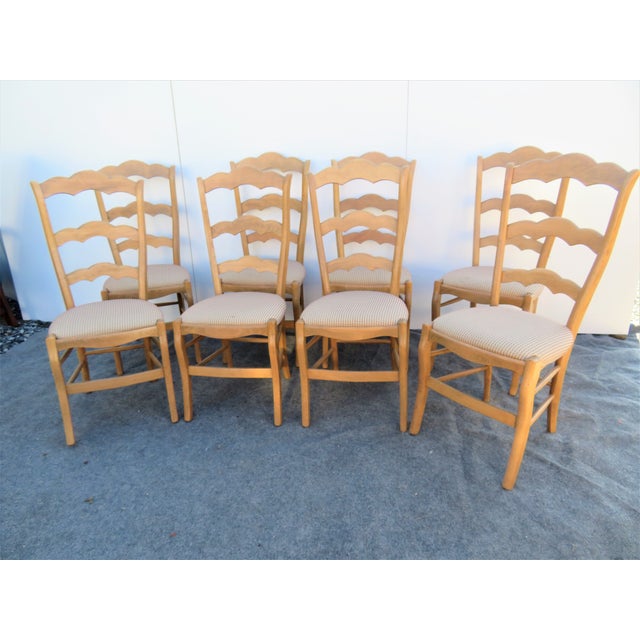Country French Style Pine Ladderback Dining Chairs - Set ...