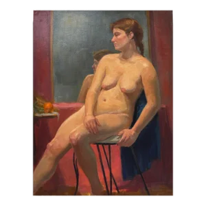 Vintage Female Nude Figurative Study (C. 1960, Oil on Canvas Paper)