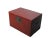 Chinese Red 31" Inch Long Antique Red Leather Accent Trunk Table For Sale - Image 3 of 12