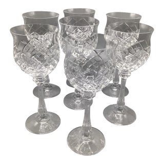 Mikasa Montclair Wine Glasses Blown Cut Crystal-Set of 7 For Sale
