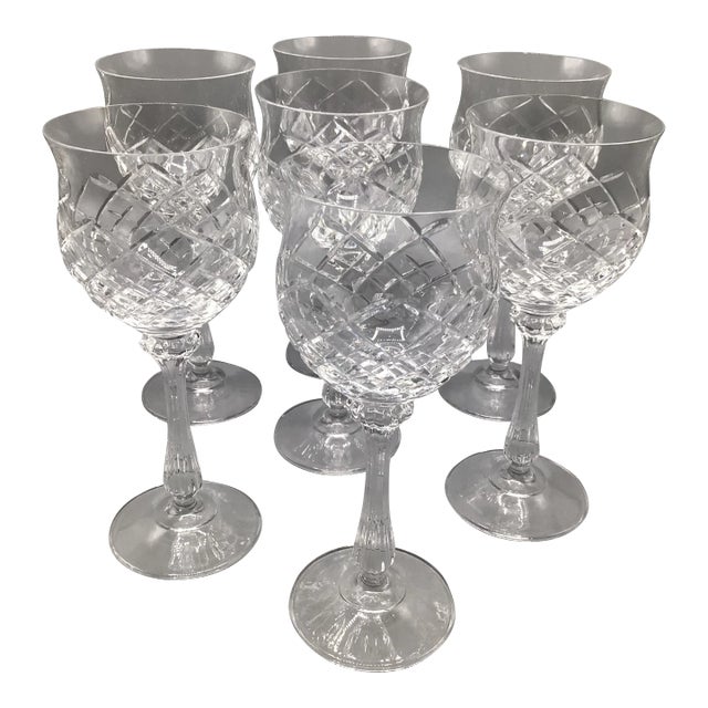 Mikasa Montclair Wine Glasses Blown Cut Crystal-Set of 7 For Sale