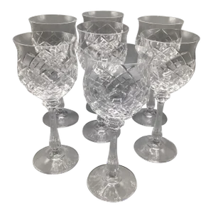 Mikasa Montclair Wine Glasses Blown Cut Crystal-Set of 7