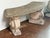 English Curved Garden Stone Bench With Scroll and Lion's Head Base Supports For Sale - Image 4 of 11