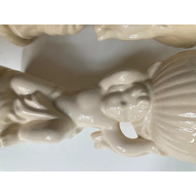 Ceramic Mid 20th Century Cream Ceramic Cherub Vases Candle Holders - A Pair For Sale - Image 7 of 13