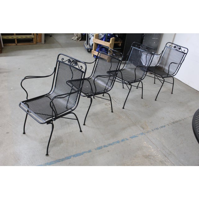 Metal Vintage Woodard Outdoor Iron Table and 4 Chairs For Sale - Image 7 of 13