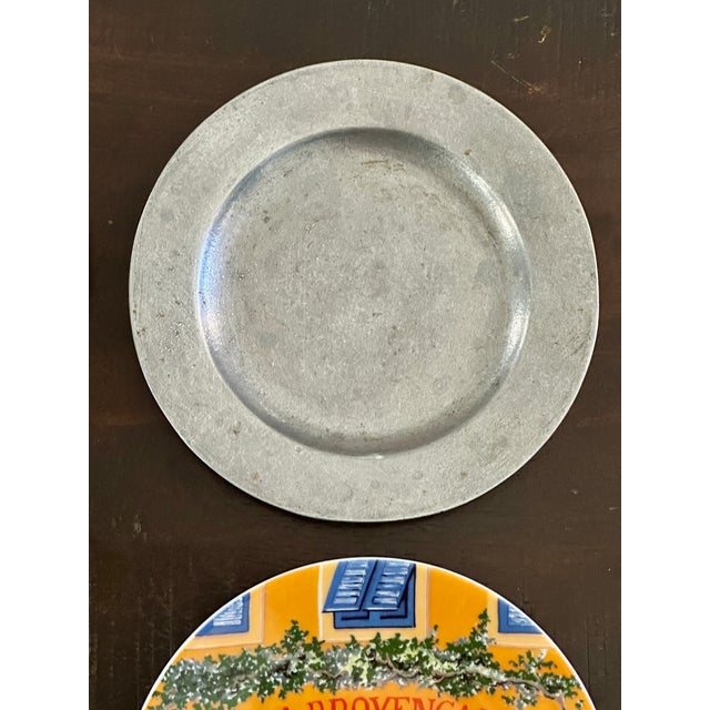 Curated Vintage French Limoges Porcelain and Hand-Forged Pewter Dessert Plates - Set of 4 For Sale - Image 9 of 10