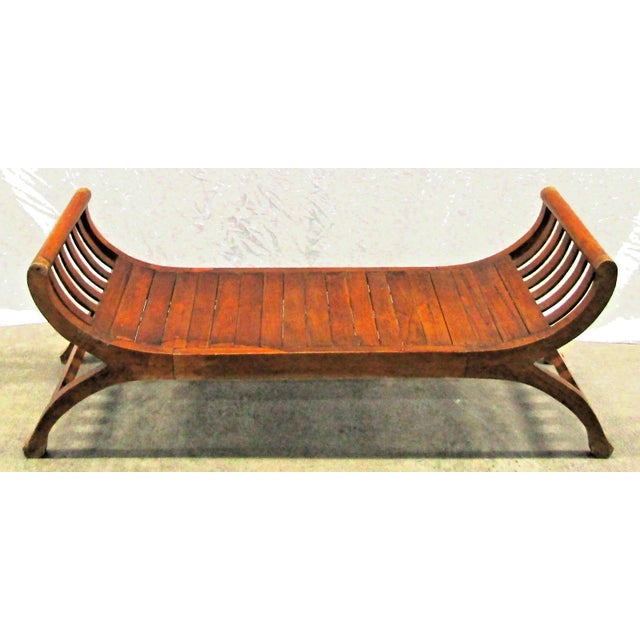 Antique Handcrafted Solid Teak Wood Kartini 2 Seater U-Shape Bench For Sale - Image 10 of 17