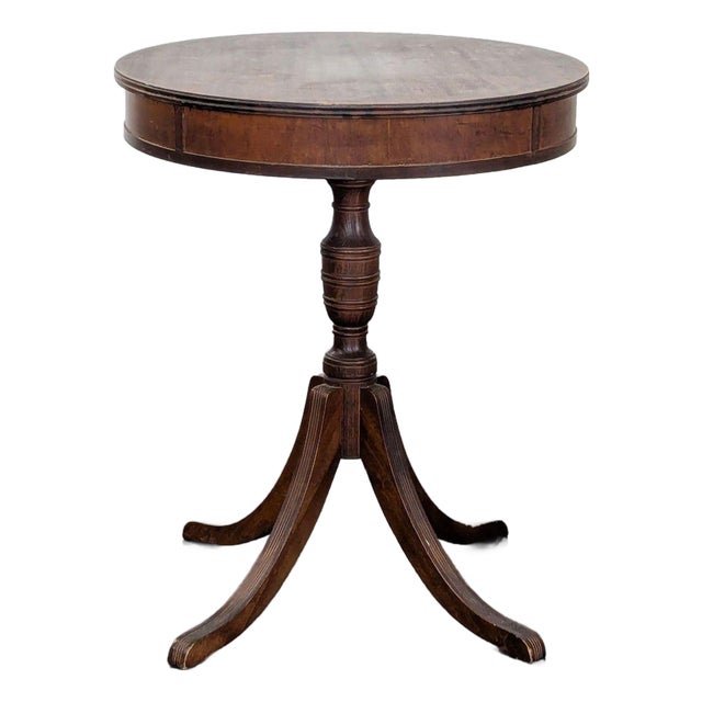 Barker Brothers Drum Pedestal End Table For Sale