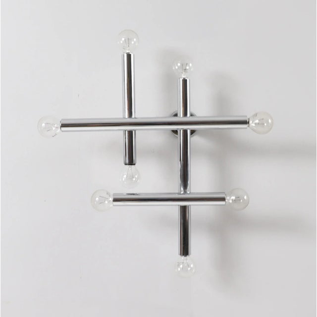 Mid-century wall/ceiling lamp by temde, germany, 1970s. Chrome-plated metal construction. 8 light sources. dimensions...