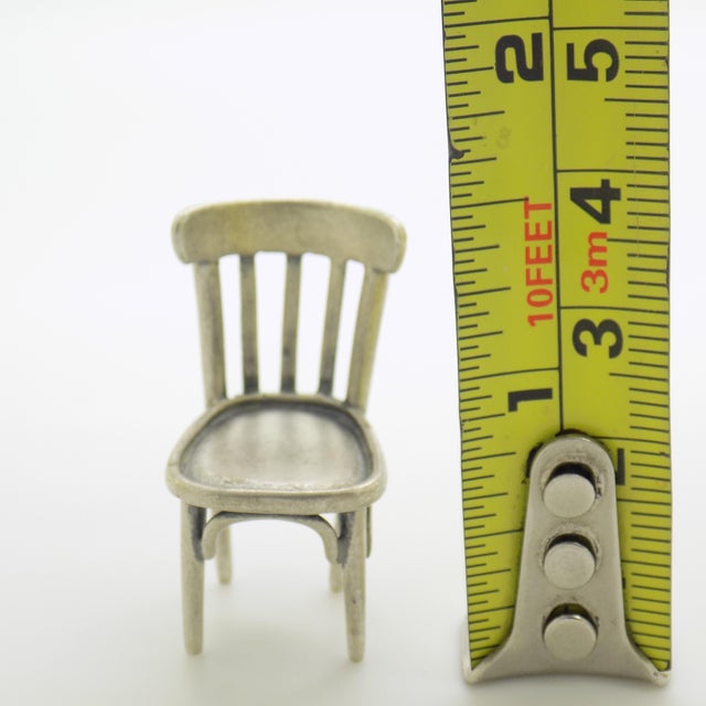 Vintage Italian Handmade Silver 800 Kitchen Chair Dollhouse Miniature, Arezzo, 1980s For Sale - Image 10 of 11
