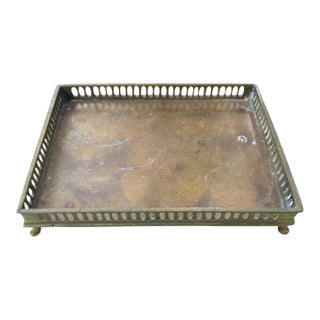 Vintage Brass Gallery Tray / Catchall For Sale