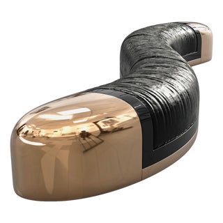 "Amendola" Bench, Bronze, Stainless Steel Details, Tailor Made Leather For Sale