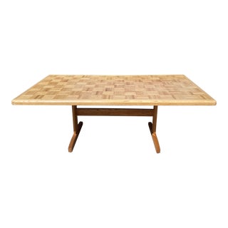 Checkerboard Pattern Parquet Wood Dining Table For Sale