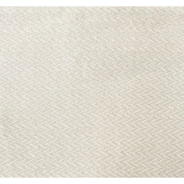 Traditional Luxury Ivory Herringbone Throw Blanket For Sale - Image 3 of 3