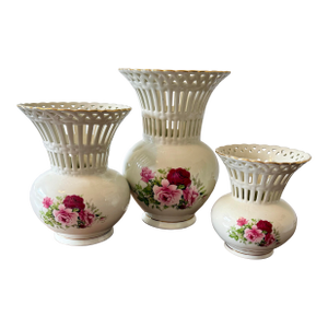 Victorian Rose Porcelain Vases