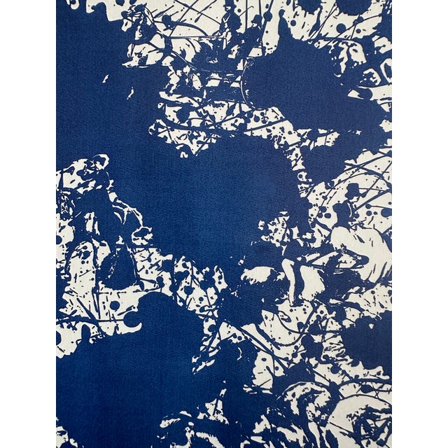 Hermès Authentic Original Framed Hermès Blue Abstract Splash Art Print in Gold Frame Contemporary Modern Wall Art Advertisement For Sale - Image 4 of 6