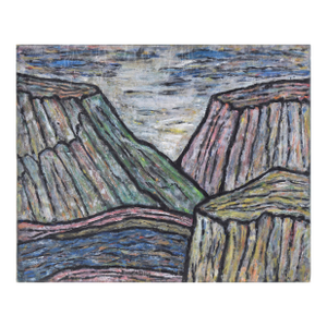 Abstracted River Canyon Landscape in Oil on Canvas by Honora Berg