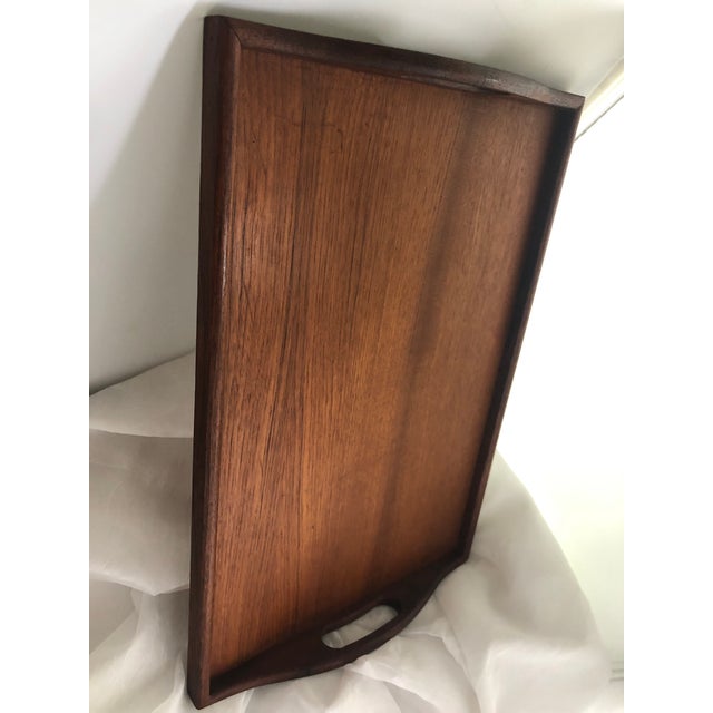 Vintage Mid Century Modern Solid Teak Serving Tray For Sale - Image 6 of 11