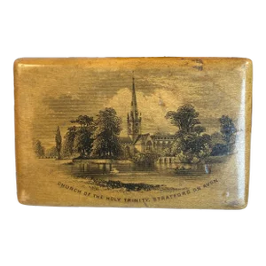 Early 20th Century Stratford-on-Avon Scottish Mauchline Ware Stamp Box