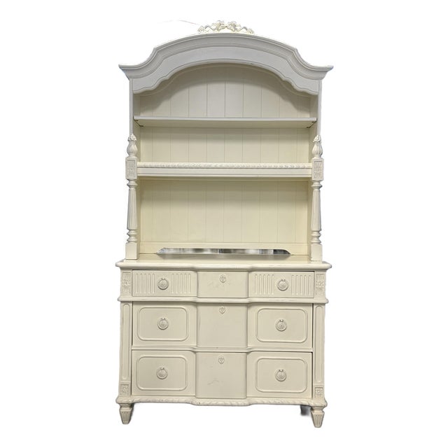 Thomasville Painted Louis XVI Chest With Bookcase Hutch For Sale