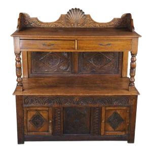 Antique 17th Century English Quartersawn Oak Court Sideboard Server