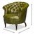 Pair of Green Leather Barrel Back Chairs For Sale - Image 12 of 12