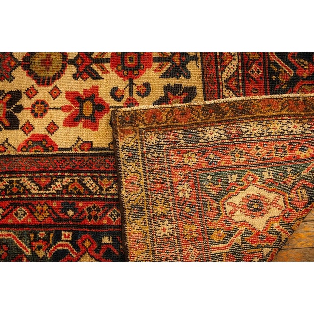 Beige 1940s Mid Century Modern Beige Field Floral 4Star Knotted Wool Persian Mahal Rug For Sale - Image 8 of 8