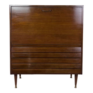 Mid Century Modern Drop Front Writing Desk From Dania by American of Martinsville For Sale