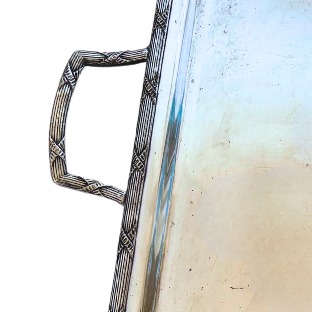 Large Art Deco Silver-Plated Tea Tray by Orfèvrerie H. Beard, 1930s For Sale - Image 4 of 6