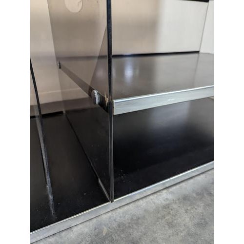 Gray Hi-Fi Cabinet with Drop-Down Door in Smoked Acrylic Glass and Chrome-Plated Metal, 1970s For Sale - Image 8 of 9