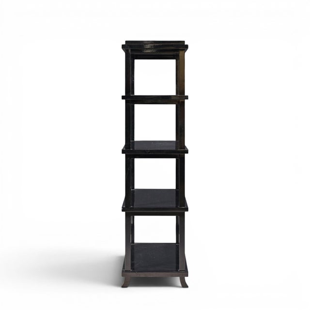 Late 20th Century Baker Black Lacquered Etagere Shelves - Pair For Sale - Image 5 of 9