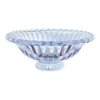 Vintage Large Ribbed Fluted Crystal Bowl by Rogaska by Samobor For Sale