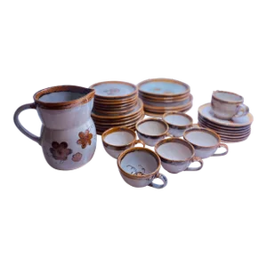 1960s El Palomar Mexico Pottery Dinner Set by Ken Edwards, With a Large Serving Water Pitcher and Creamer- 34 Pieces